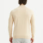 Maglione beige in cotone con collo camionista e zip