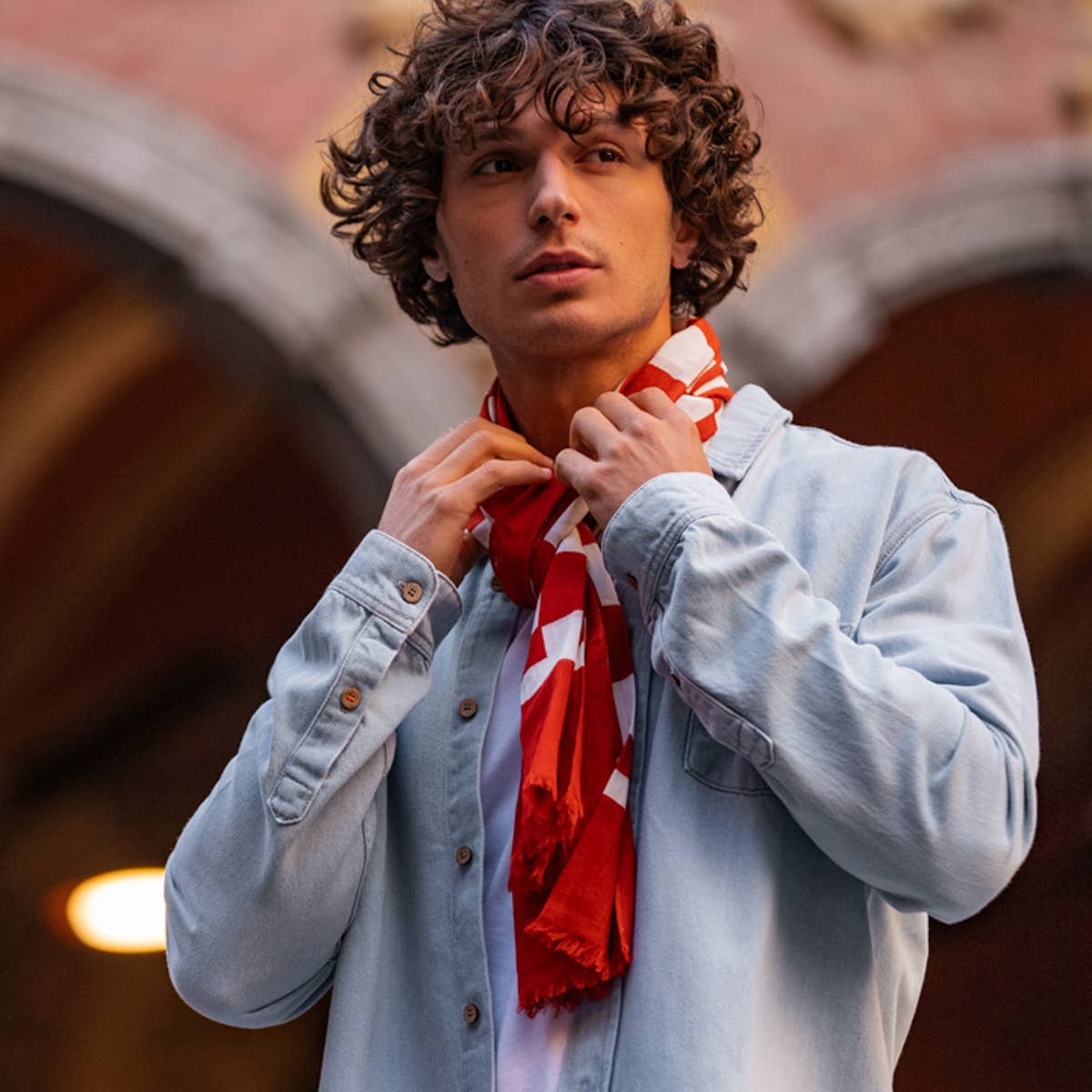Overshirt in denim sbiancato azzurro chiaro