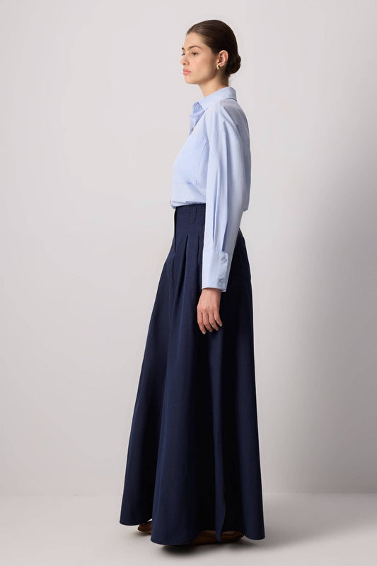 Gonna a linea con pinces in misto cotone