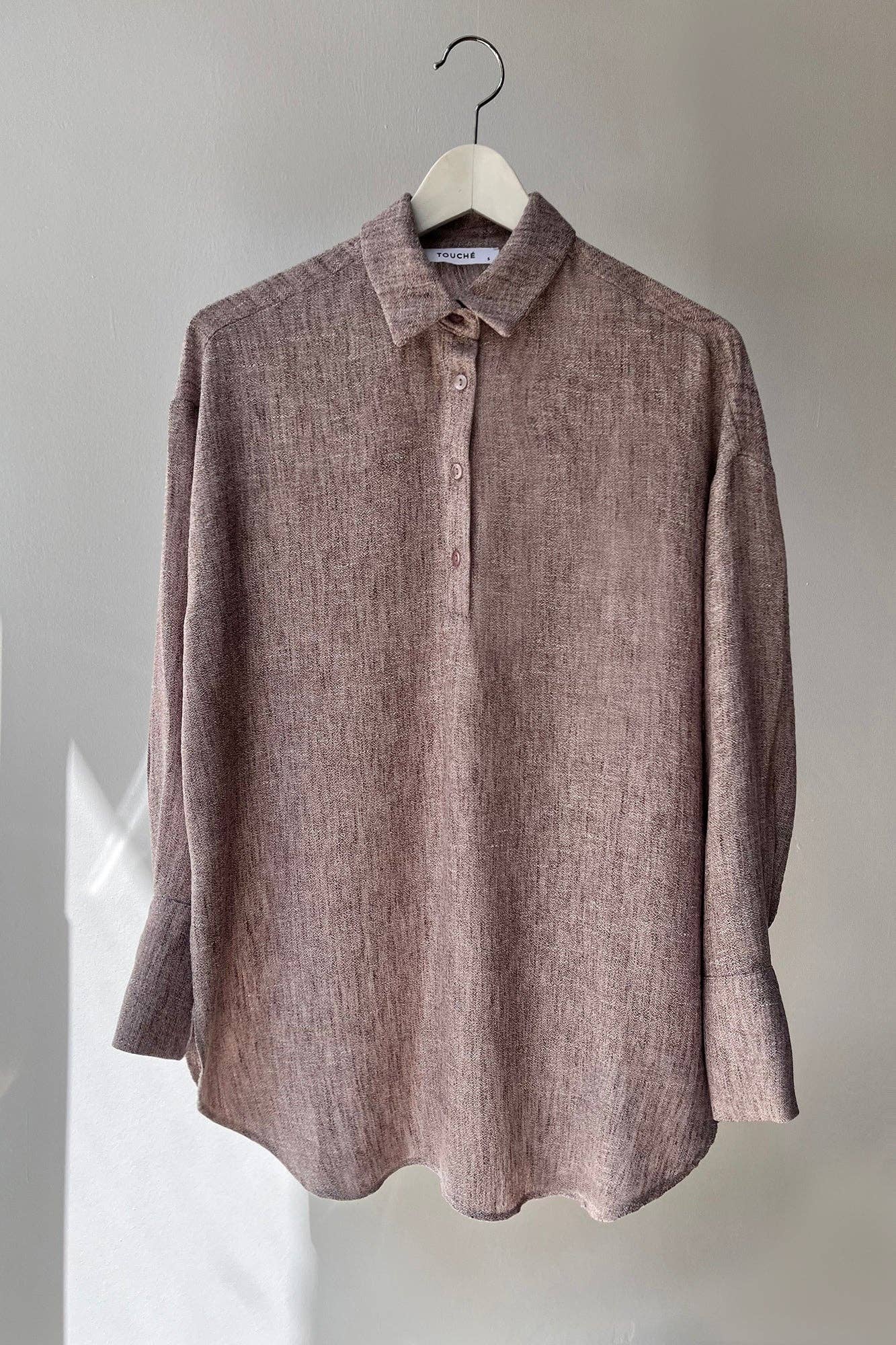 Tunica melange con colletto a camicia