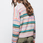 Maglione a righe in maglia con scollo a V