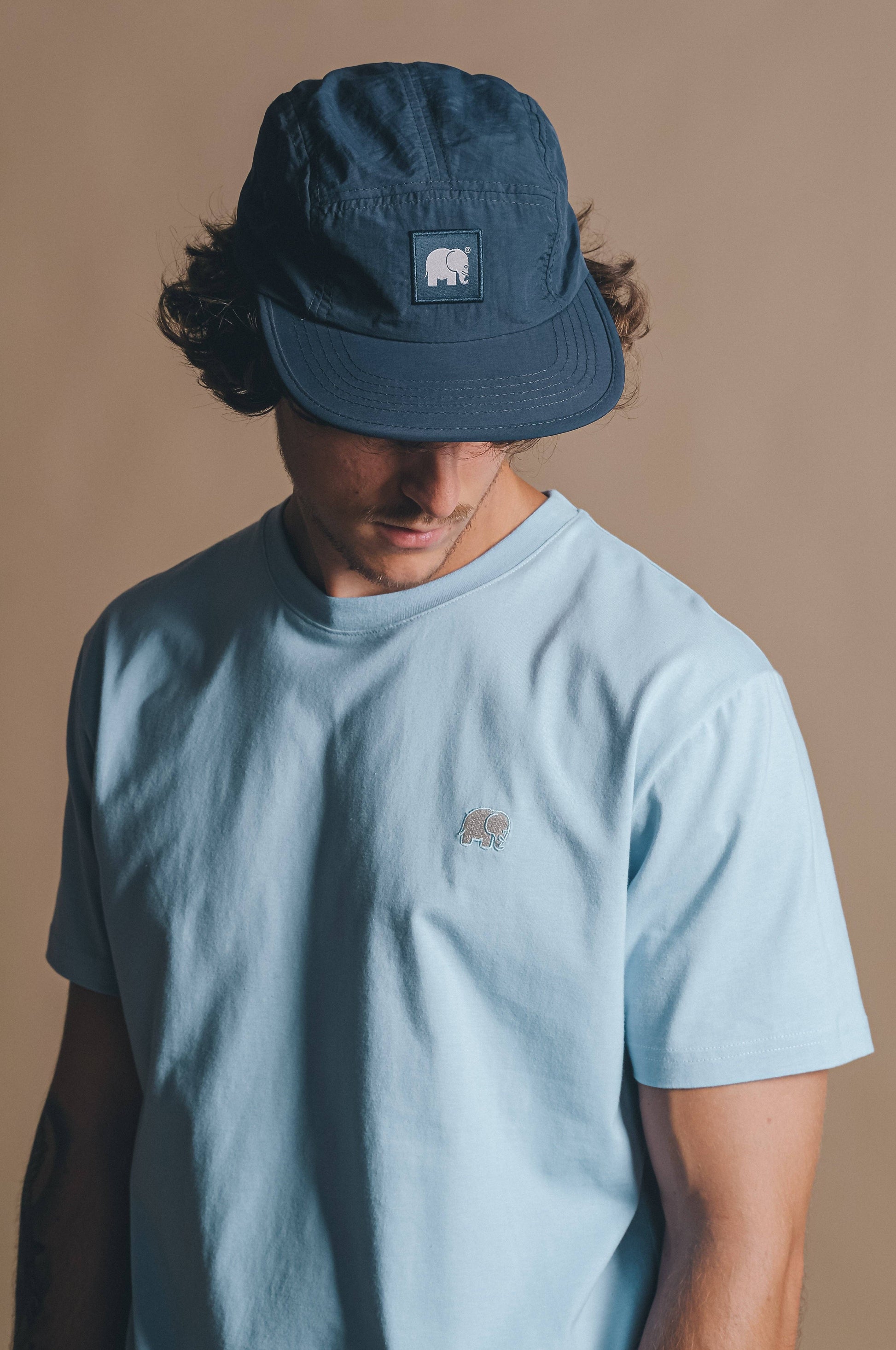 Cappellino five panel in nylon idrorepellente blu