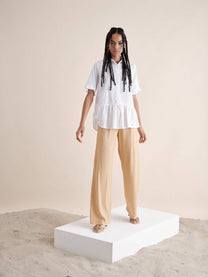 Blusa Plumetis in Cotone Bianco