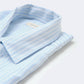 Camicia in lino a righe azzurro chiaro Avignon