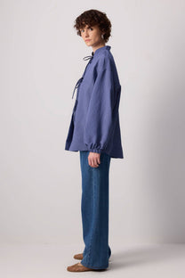 Giacca bomber in modal a righe sottili con laccetti