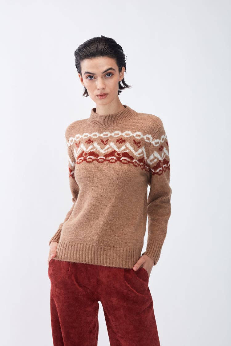 Maglione jacquard con motivo geometrico