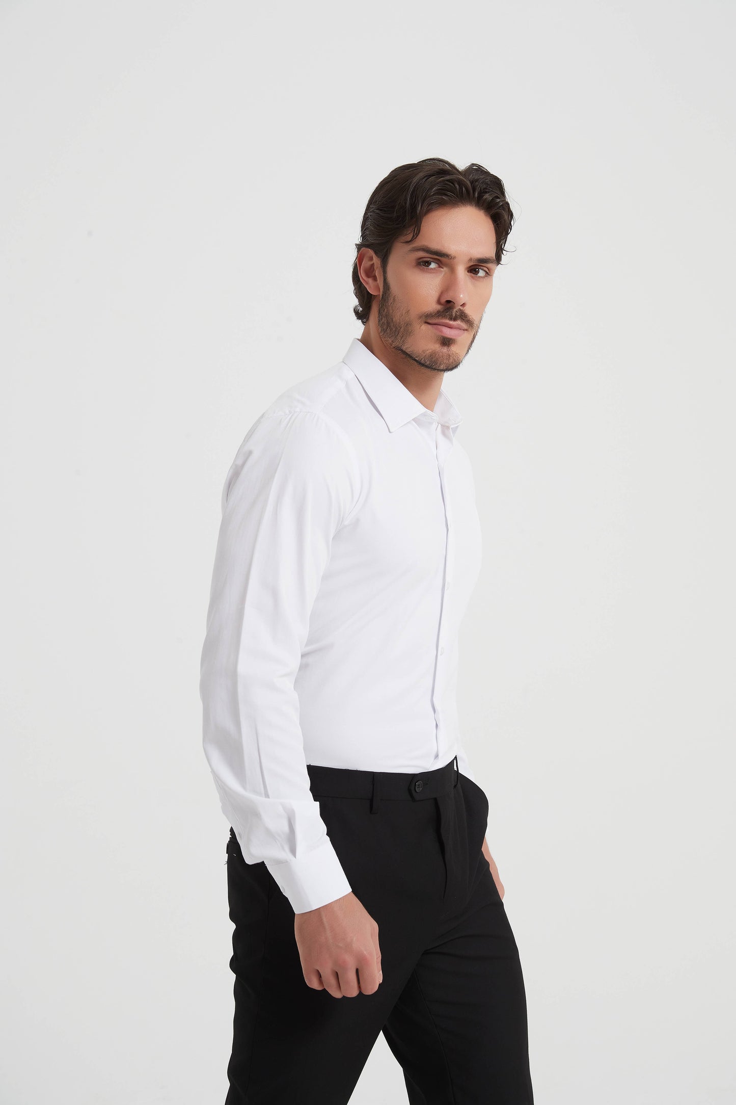Camicia bianca slim fit effetto satinato easy iron