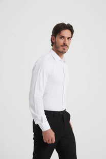 Camicia bianca slim fit effetto satinato easy iron