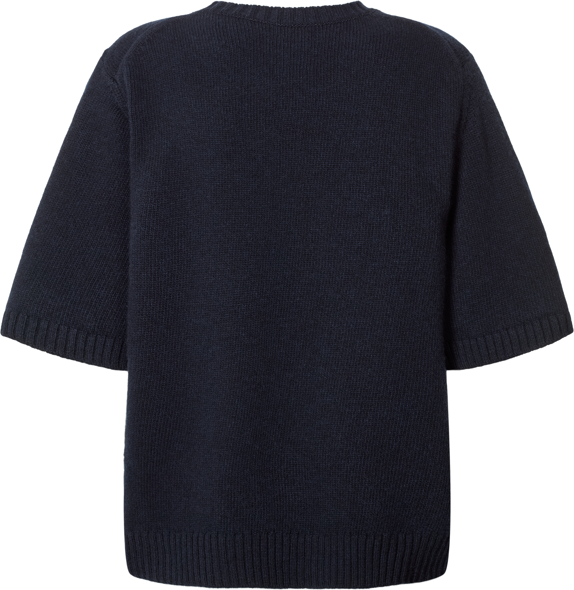 Maglione in lana d’agnello biologica a maniche corte Blu Notte