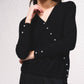 Maglione cache-cœur in maglia fine con perle
