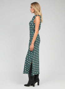 Abito midi verde Mirkala con stampa