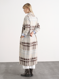 Cardigan lungo jacquard con tasche