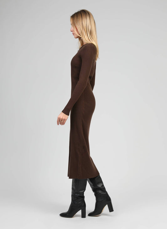Abito midi in maglia a costine con bottoni gioiello