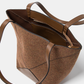 Borsa shopper in feltro con inserti effetto pelle