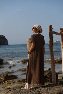 Gilet lungo traforato in maglia