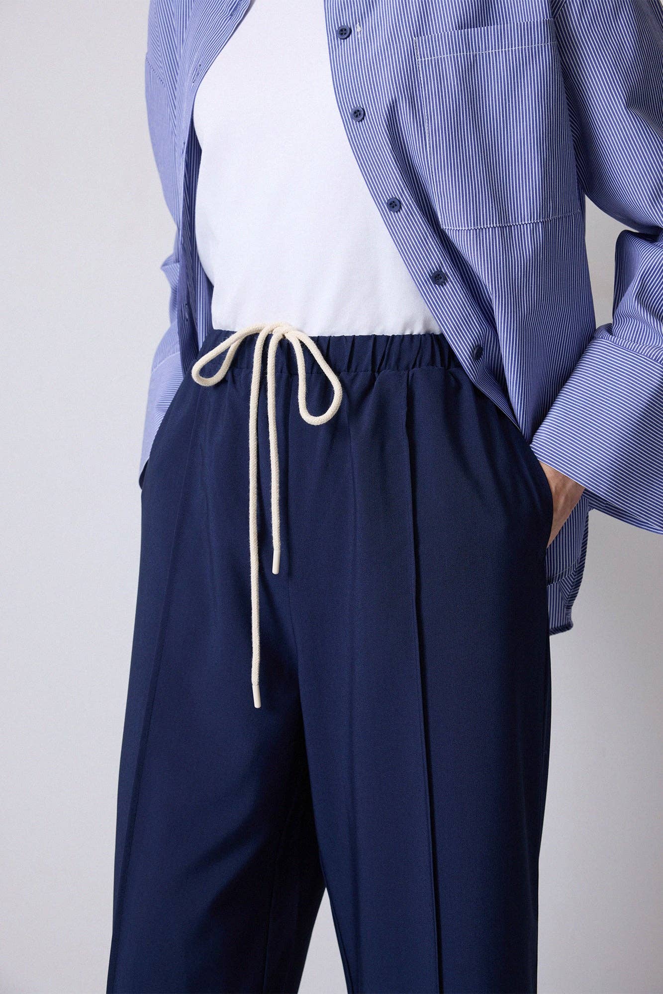 Pantaloni palazzo a coste con vita elastica