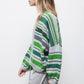 Cardigan in maglia a righe con maniche a palloncino