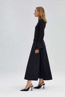 Blusa in maglia con maniche a balze in chiffon