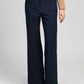 Pantaloni navy a gamba dritta con vita elasticizzata