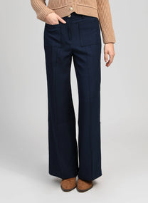 Pantaloni navy a gamba dritta con vita elasticizzata