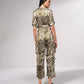 Tuta jumpsuit stampata con cintura regolabile