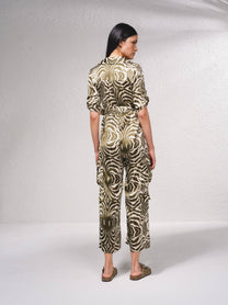 Tuta jumpsuit stampata con cintura regolabile