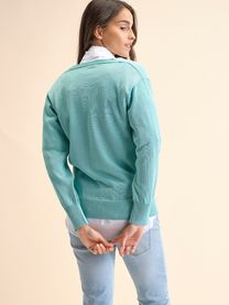 Cardigan bicolore in maglia