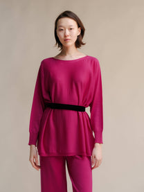 Pullover oversize a barchetta in lana merino extrafine