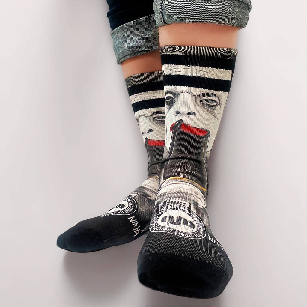 Calzini unisex neri con stampa Frankie vs Dracula