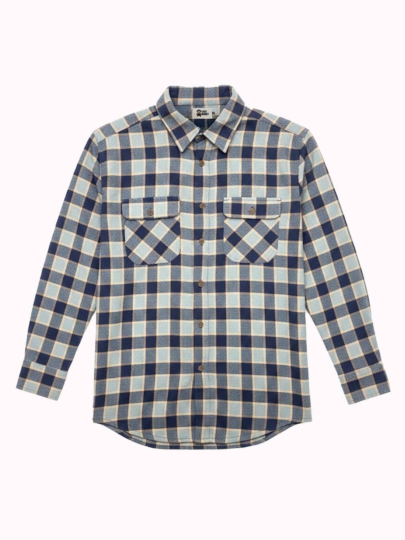 Camicia di flanella a quadri uomo blu Chop Plaid