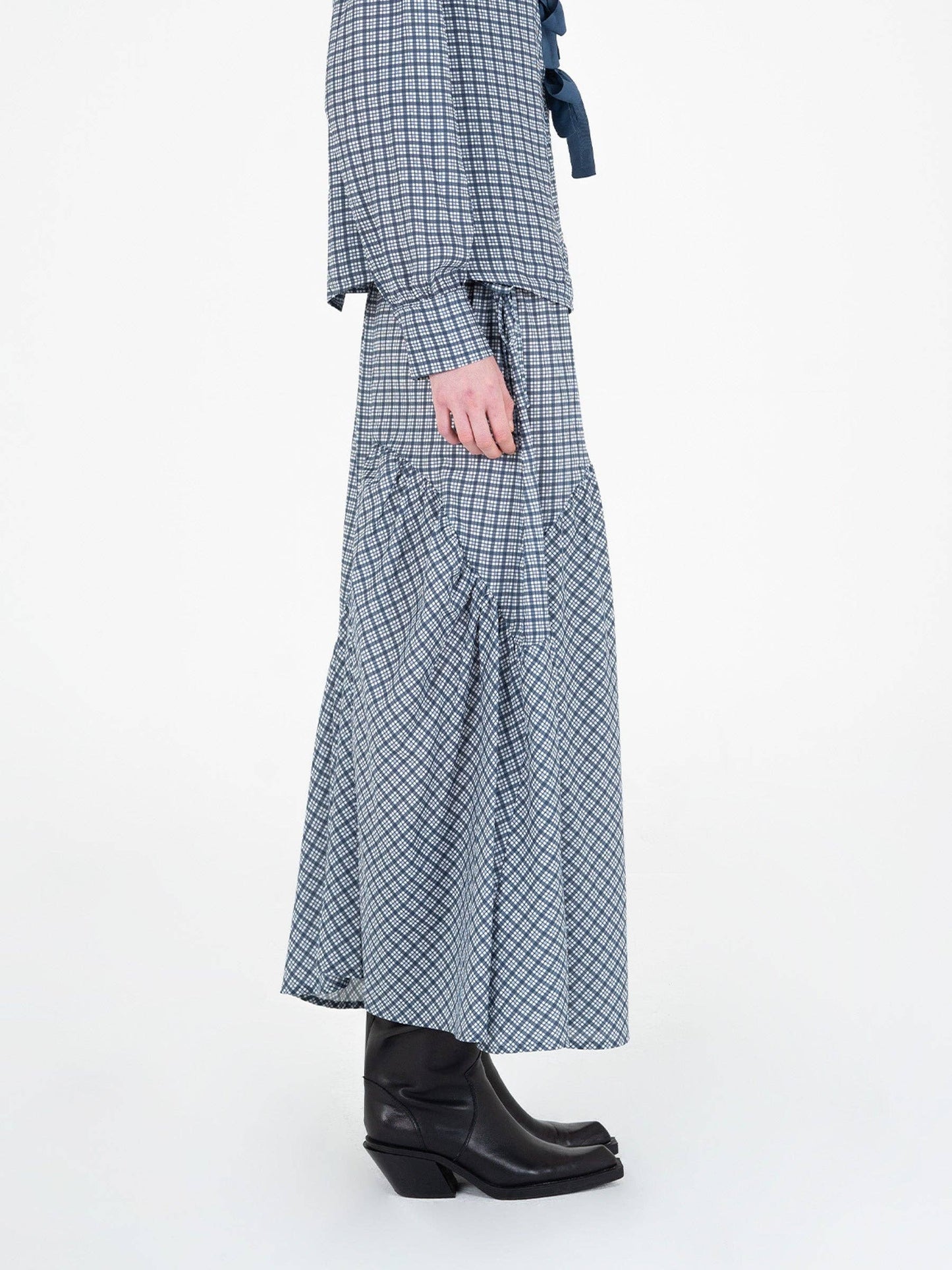 Gonna maxi tartan Nocturne a vita bassa
