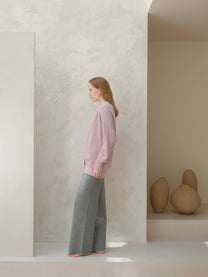 Cardigan lungo a coste in misto cashmere