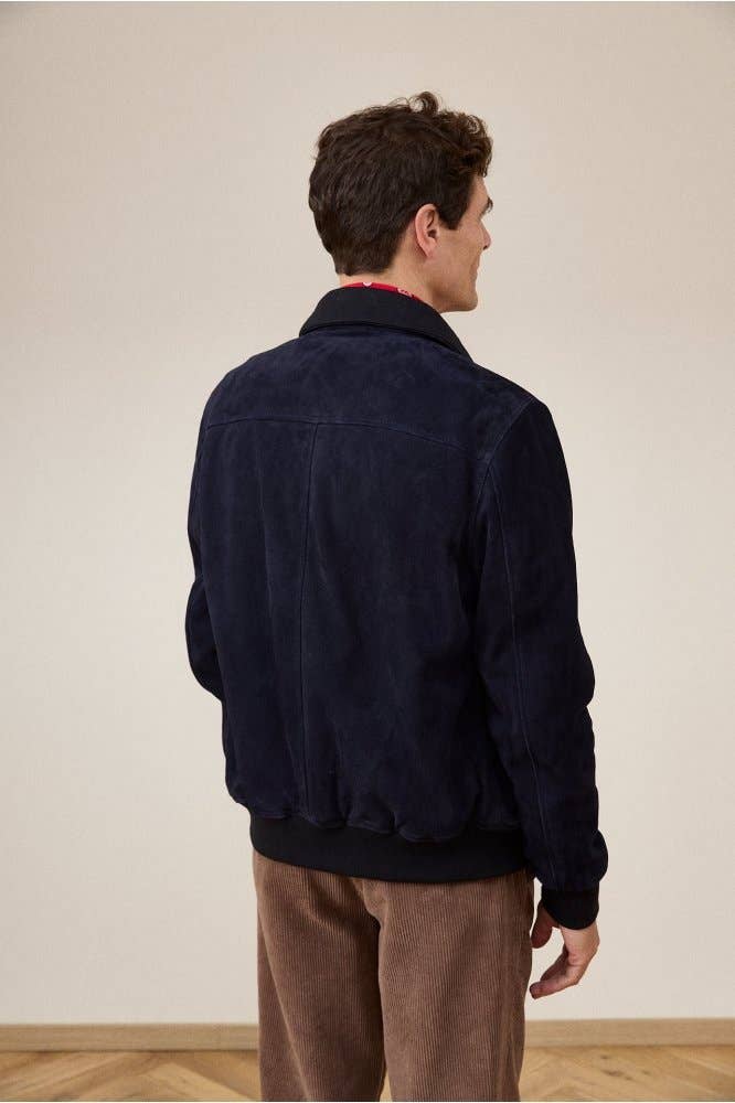 Giacca in pelle Zuko blu navy