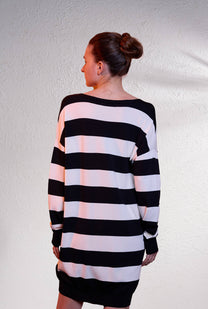 Cardigan oversize a righe in maglia fine