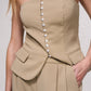 Top bustier stile gilet con bottoni frontali
