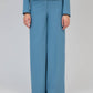 Pantaloni a vita alta svasati in tessuto morbido color sky