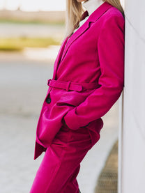 Blazer con cintura in velluto a coste