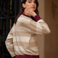 Maglia Siena a righe beige con dettagli bordeaux