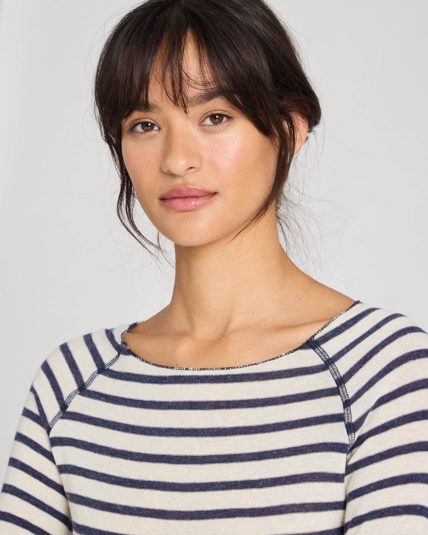 Maglia a righe in lana Amalie con effetto denim reverse
