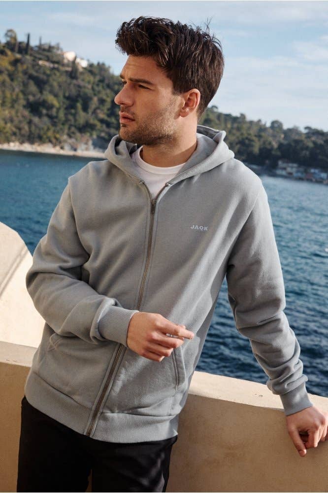 Felpa con cappuccio con zip Tao blu ghiaccio