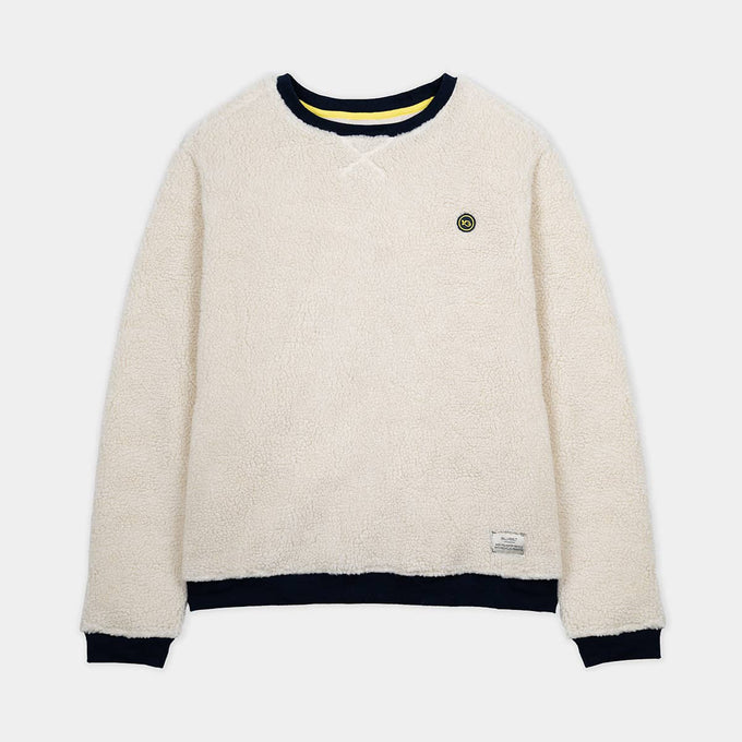 Felpa sherpa beige in poliestere riciclato
