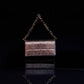 Mini borsa clutch metallizzata con manico a catena
