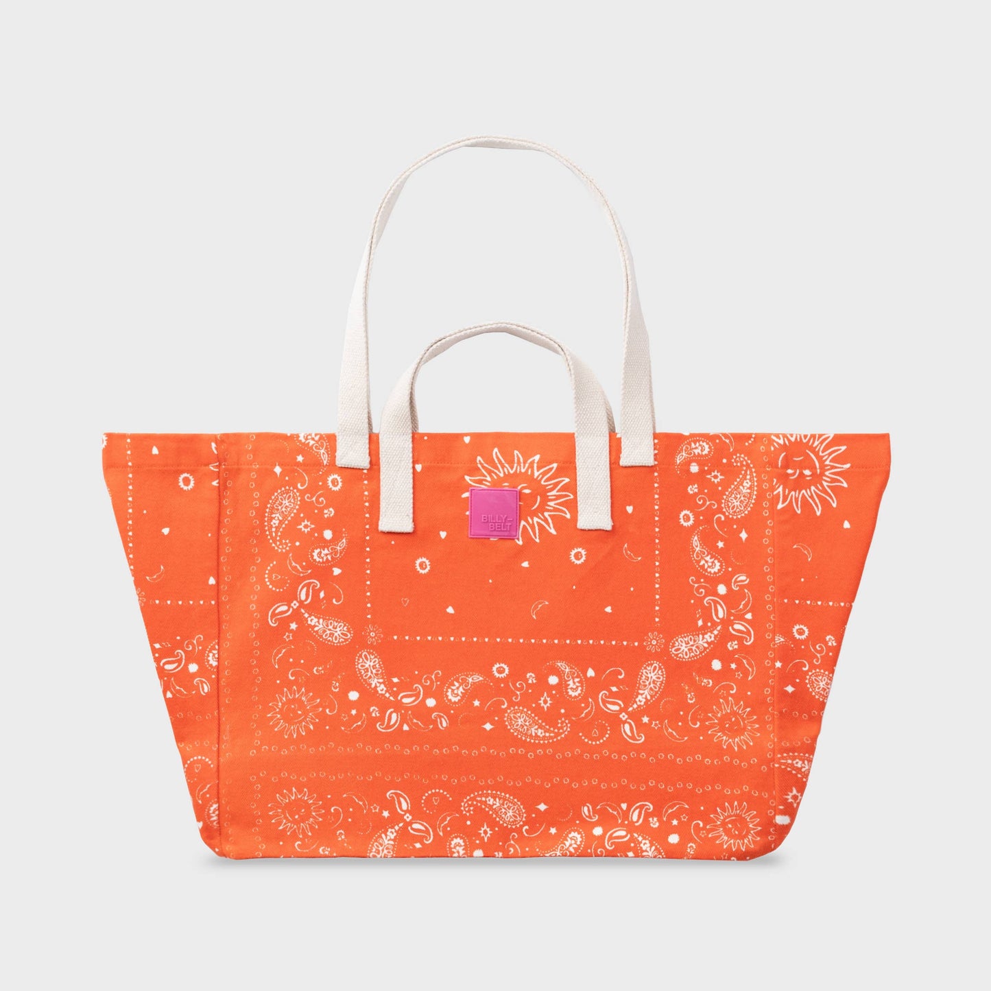 Shopper in cotone biologico con stampa bandana arancione