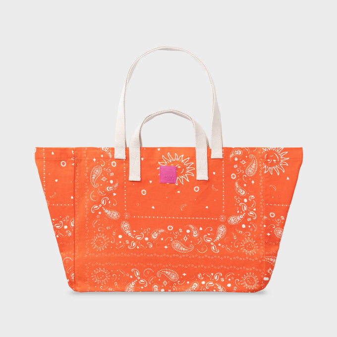 Shopper in cotone biologico con stampa bandana arancione