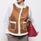 Gilet effetto camoscio con interno in eco-pelliccia
