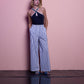Pantaloni palazzo a righe bianche e blu