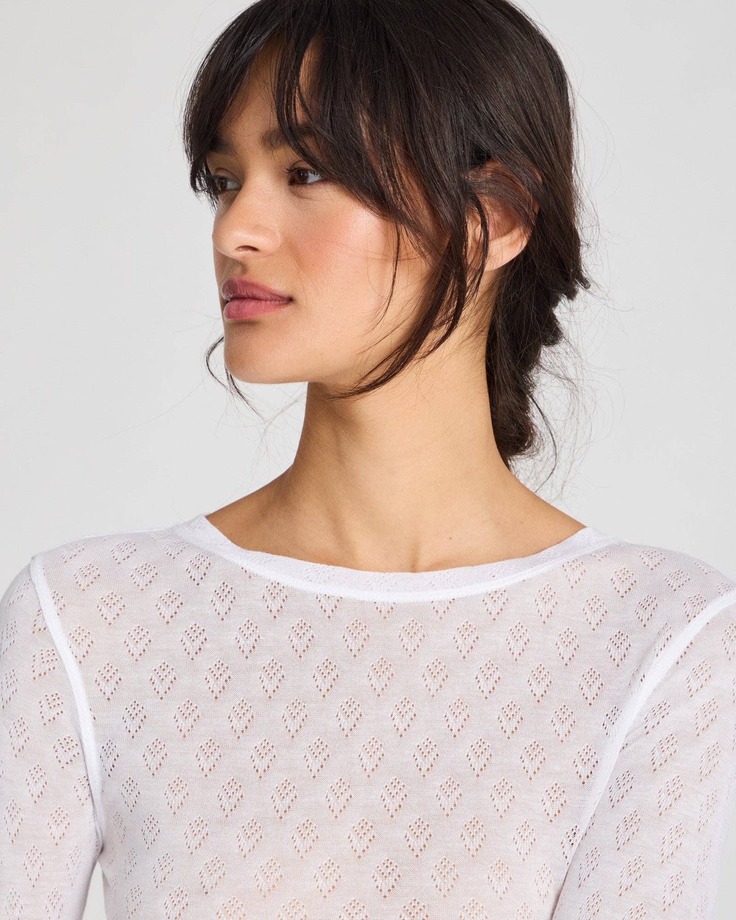 Maglia Fermi in misto seta bianca