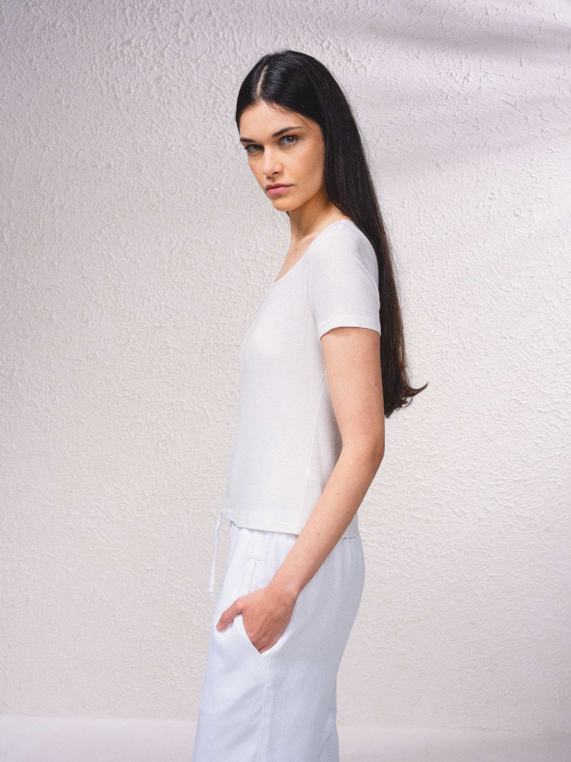 T-shirt basic in viscosa a girocollo