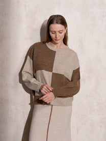 Maglione in maglia a quadri color block
