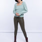 Maglione donna con maniche a palloncino e scollo quadrato